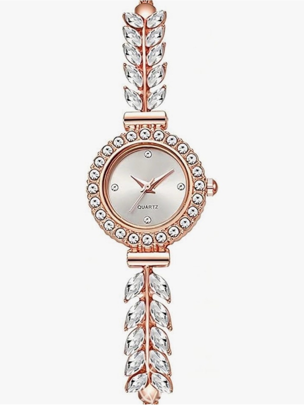 Rose Gold Crystal Bracelet Watch - Women's Fashion Quartz
